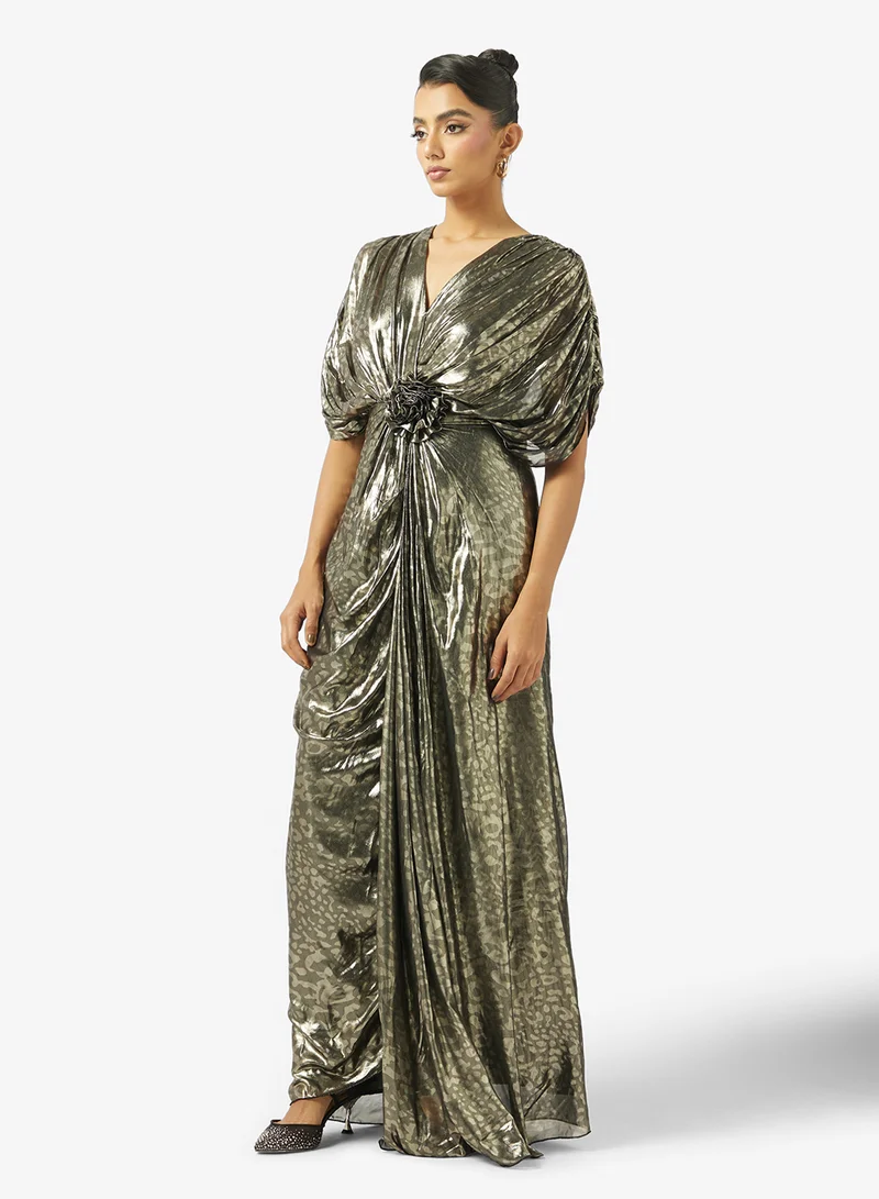 Elbow Length Sleeve Maxi Dress